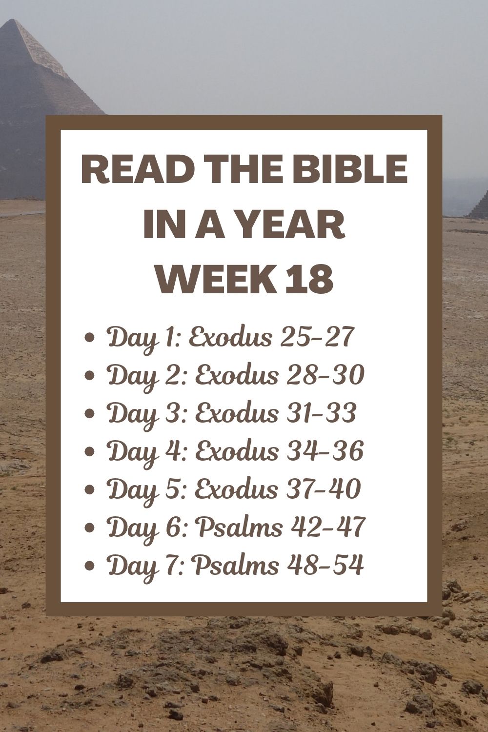 Read the Bible in a Year: Week 18 - Finishing Exodus and Continuing Psalms