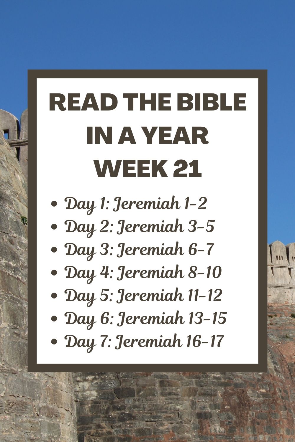 Read the Bible in a Year: Week 21 - Beginning Jeremiah
