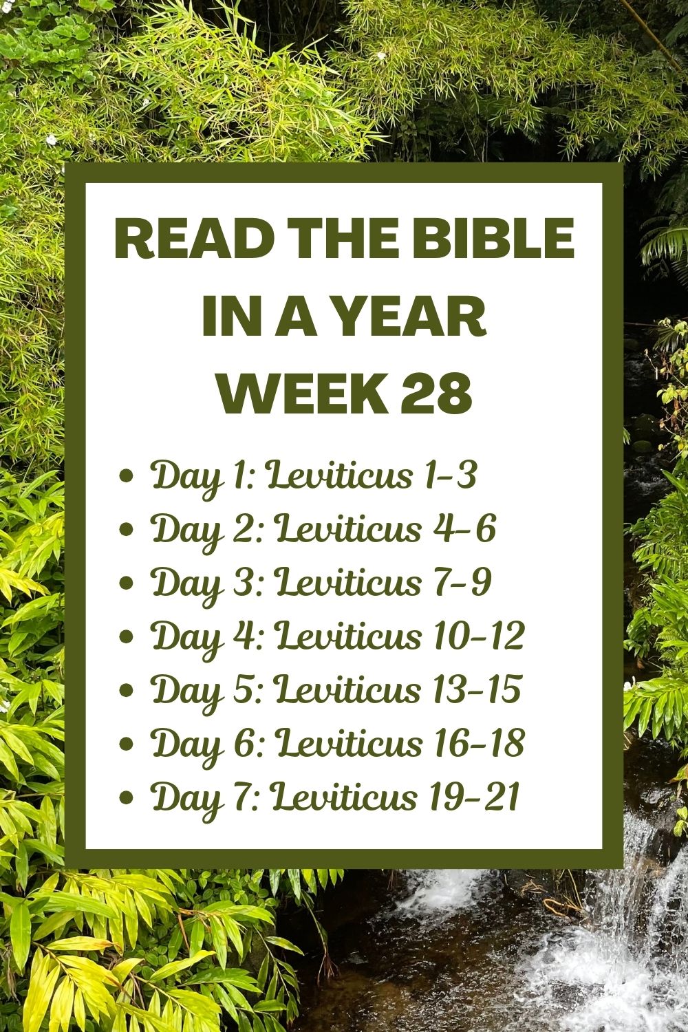 Read the Bible in a Year: Week 28 - Leviticus 1-21