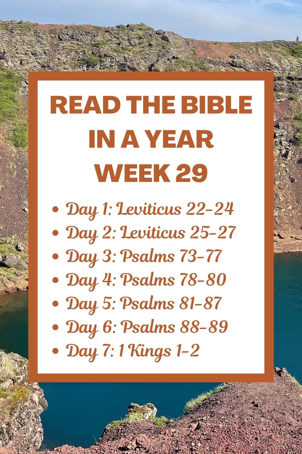 Read the Bible in a Year: Week 29 - Leviticus 22-27, Psalms 73-89, and 1 Kings 1-2