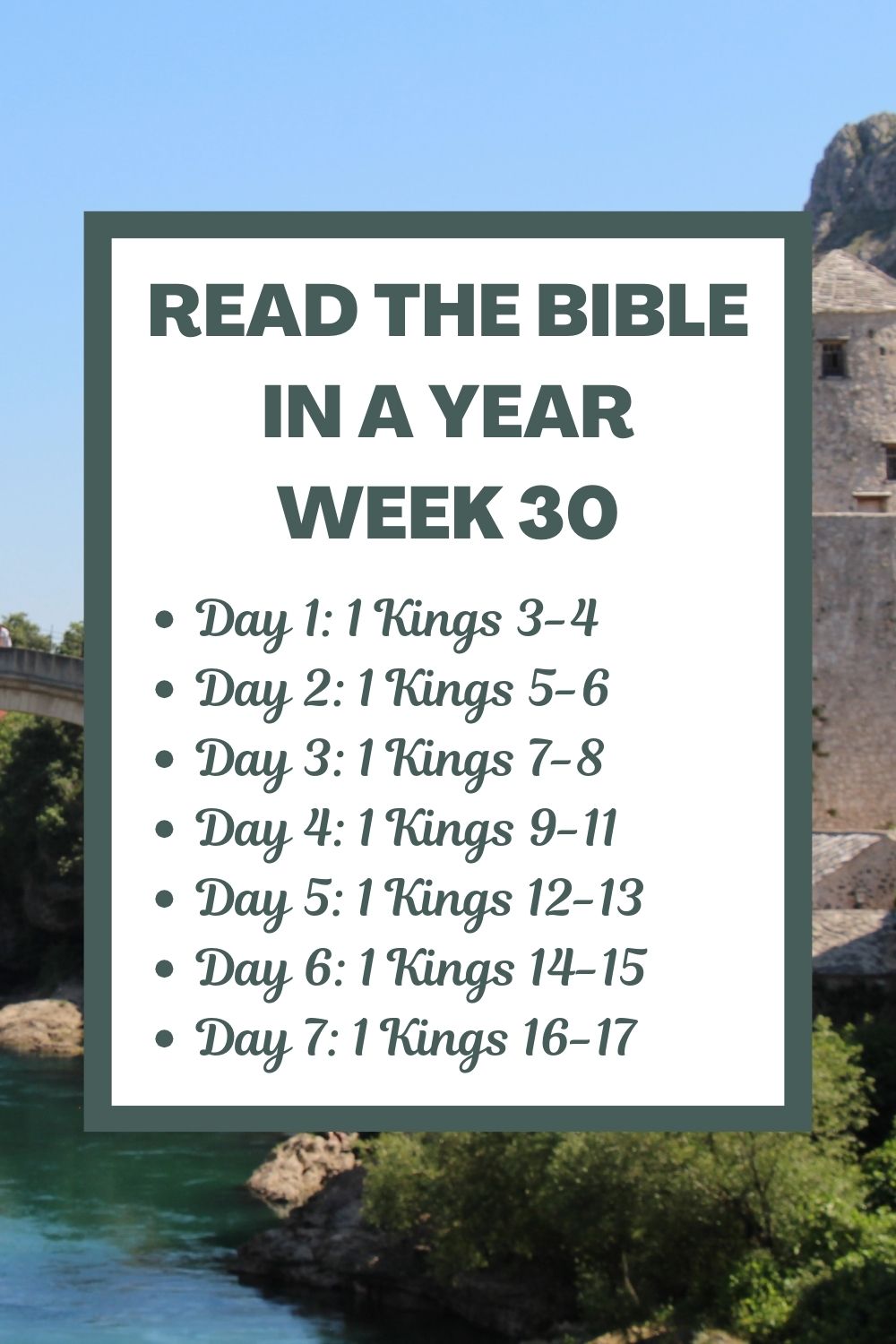 Read the Bible in a Year: Week 30 - 1 Kings 3-17