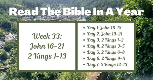 Read the Bible in a Year: Week 33 – John 16-21 and 2 Kings 1-13