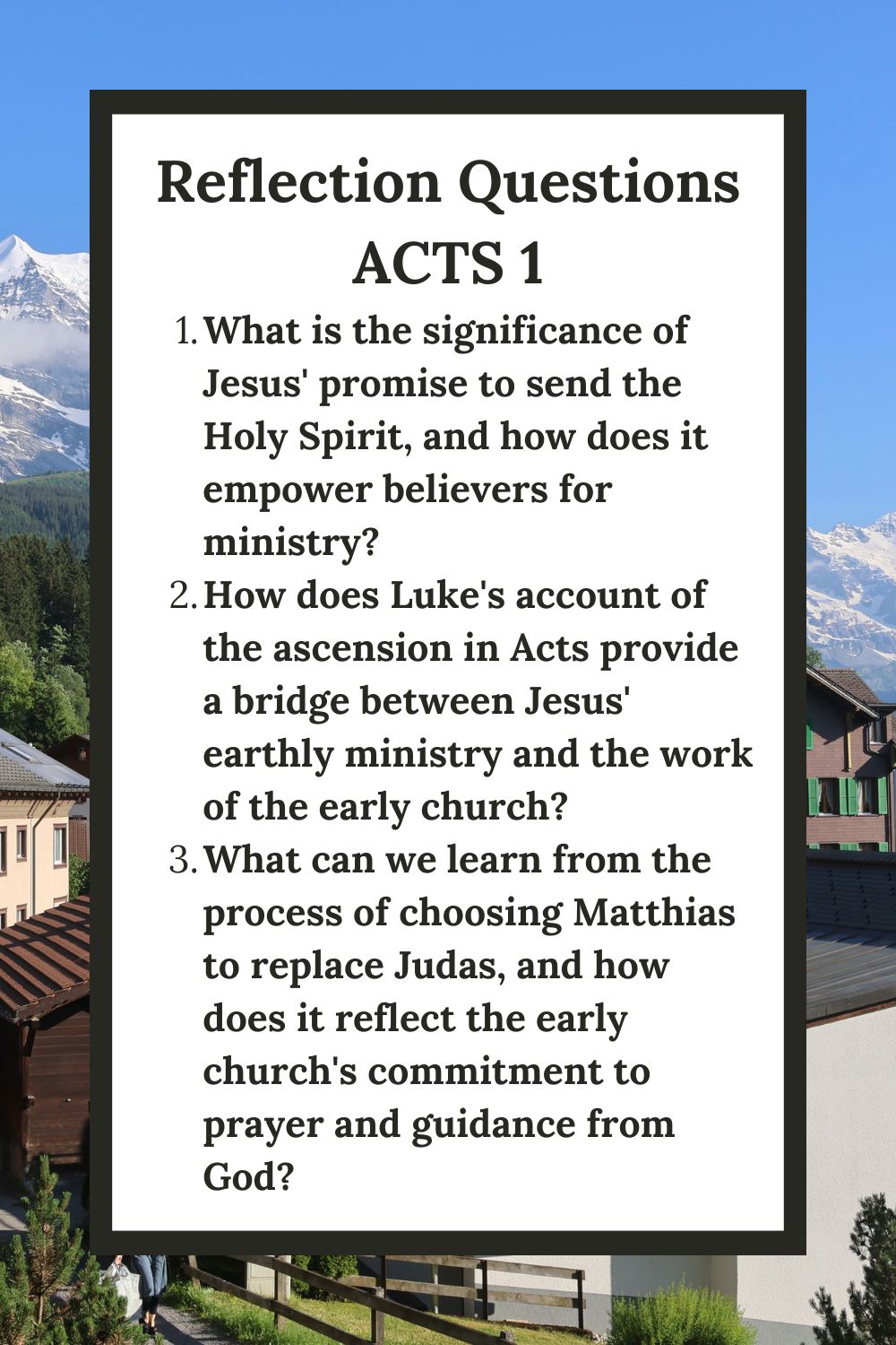 Reflection Questions for Acts 1