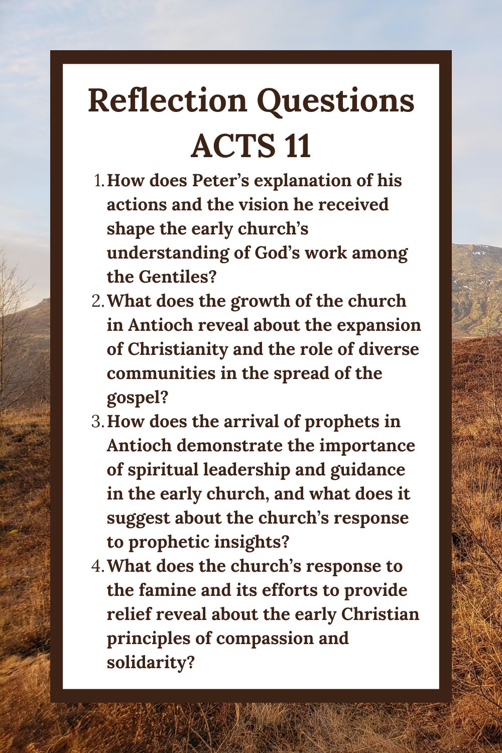 Reflection Questions for Acts 11