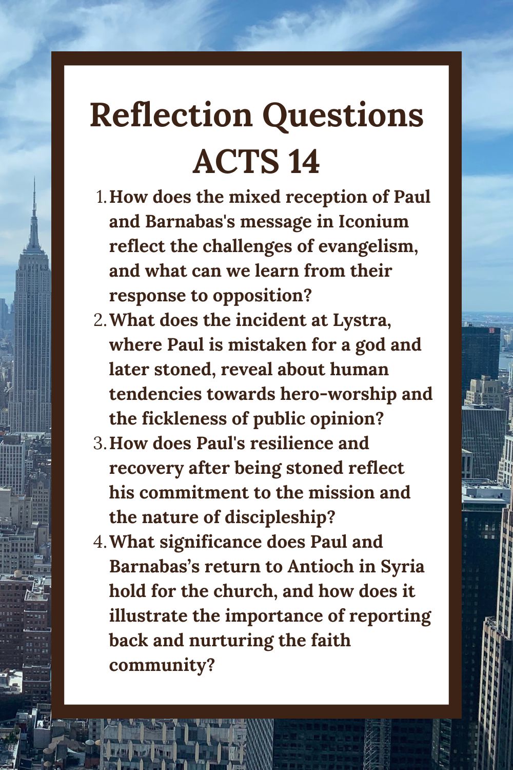 Reflection Questions for Acts 14