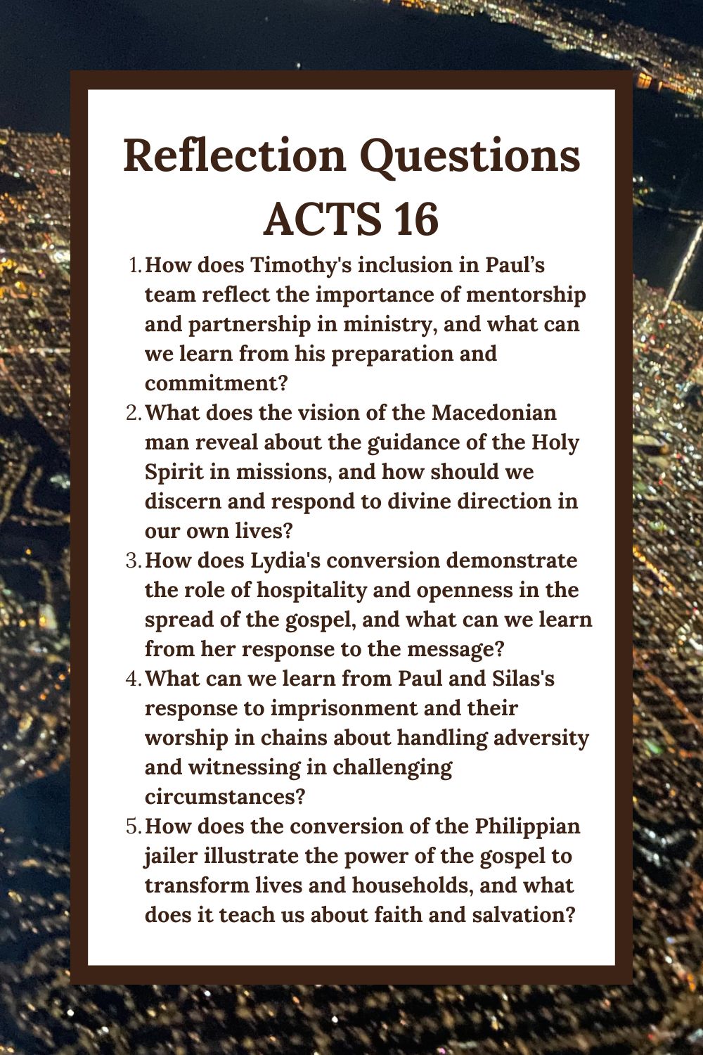 Reflection Questions for Acts 16