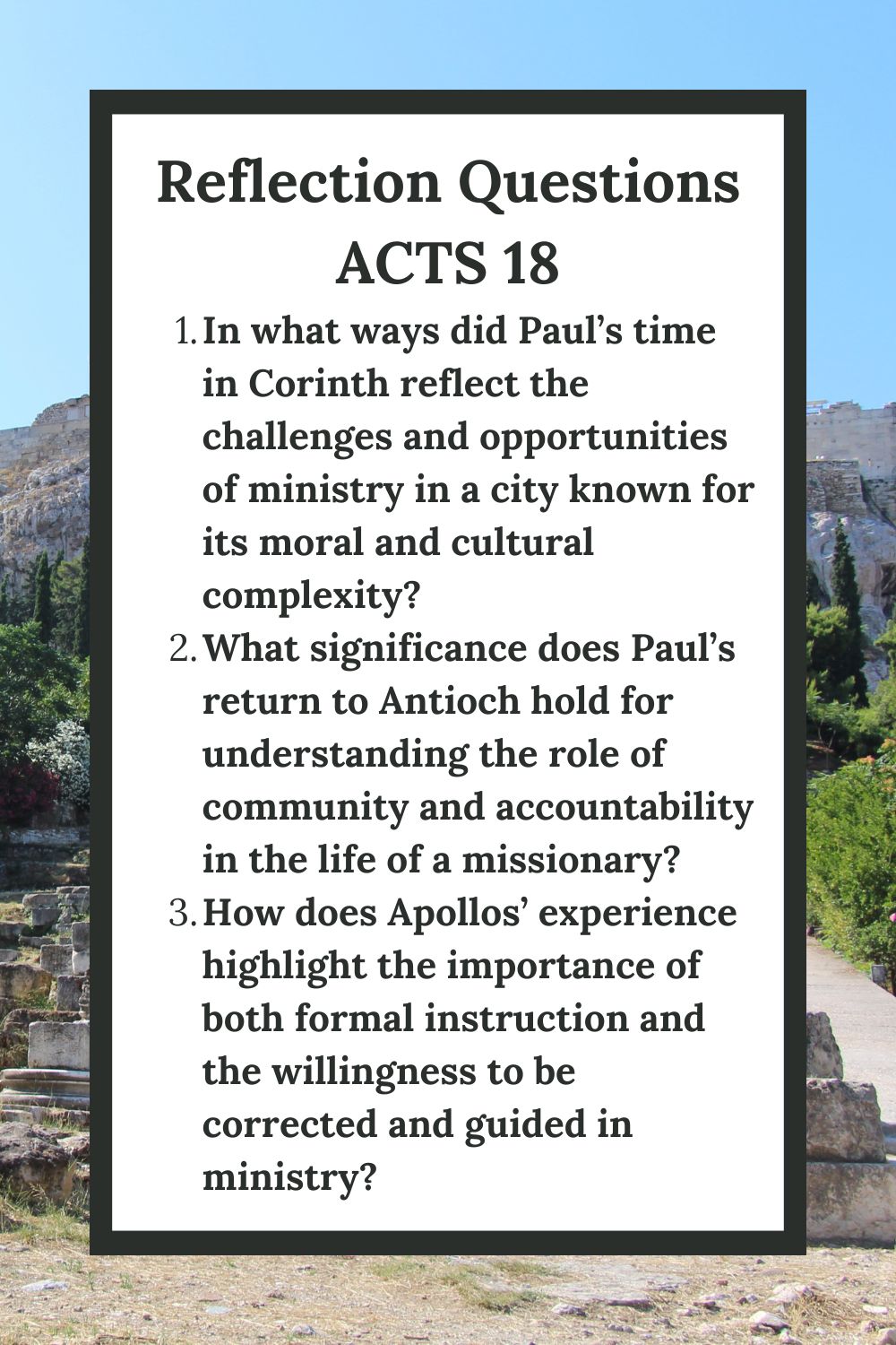 Reflection Questions for Acts 18