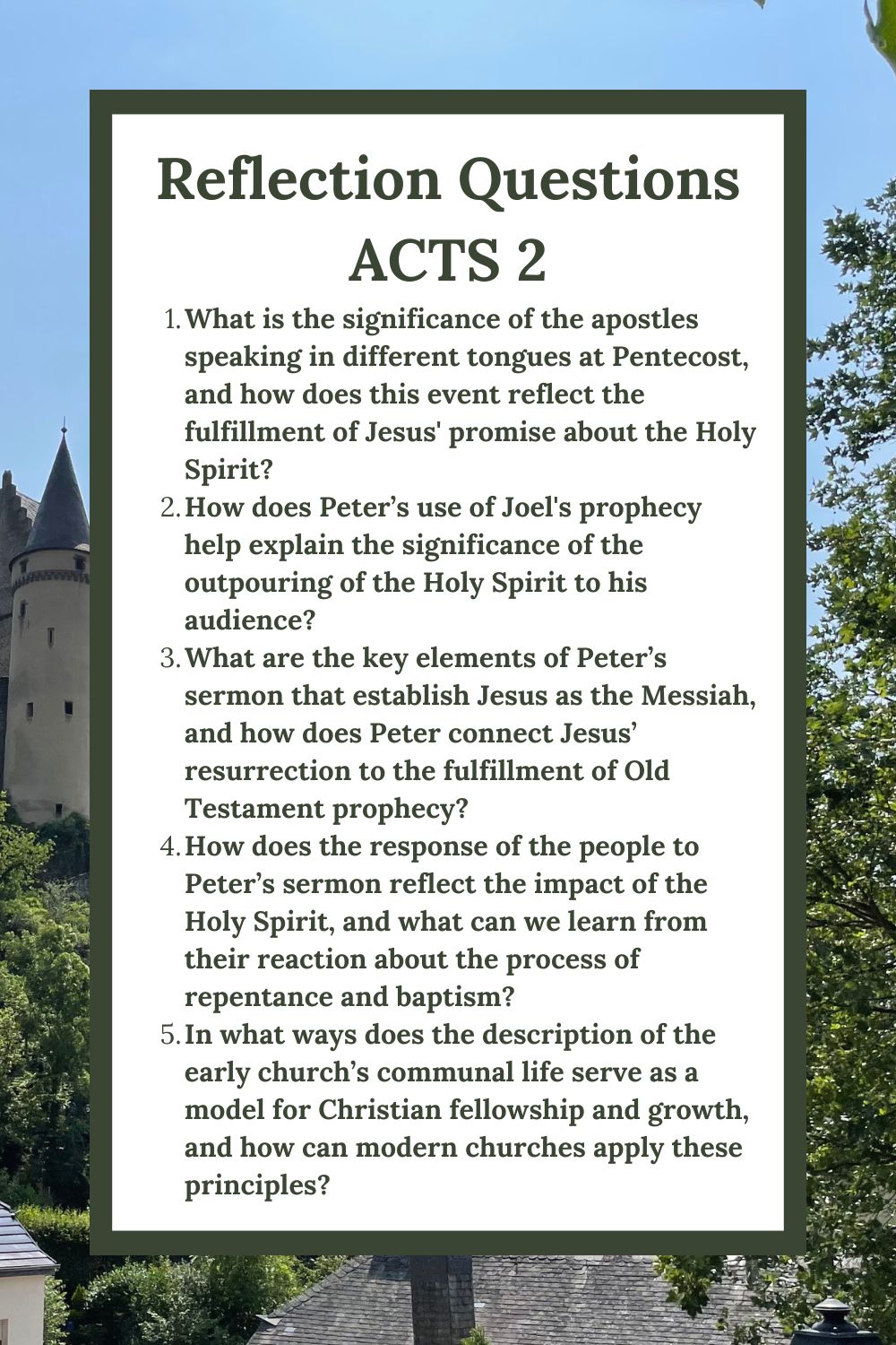 Reflection Questions for Acts 2