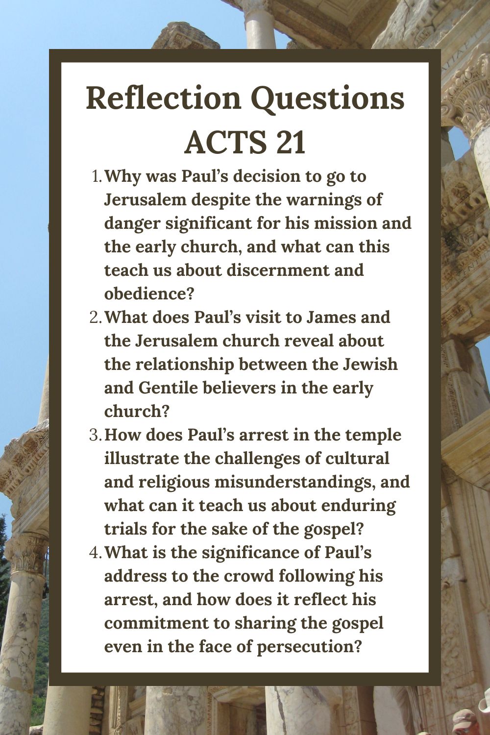 Reflection Questions for Acts 21