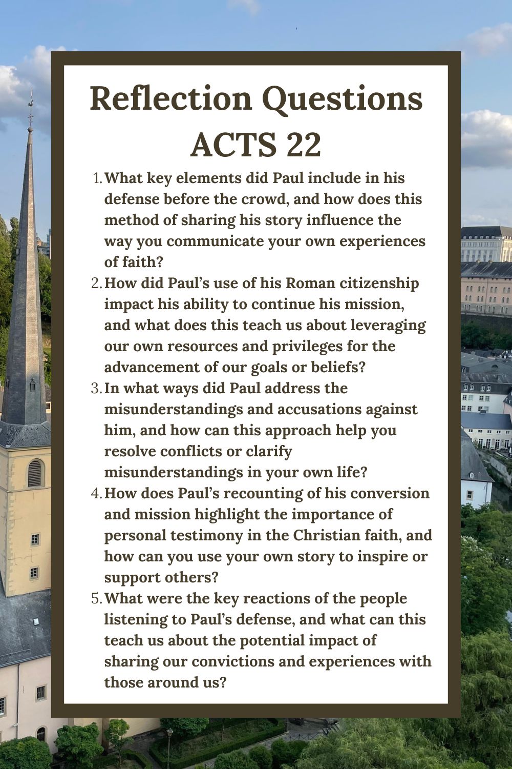 Reflection Questions for Acts 22