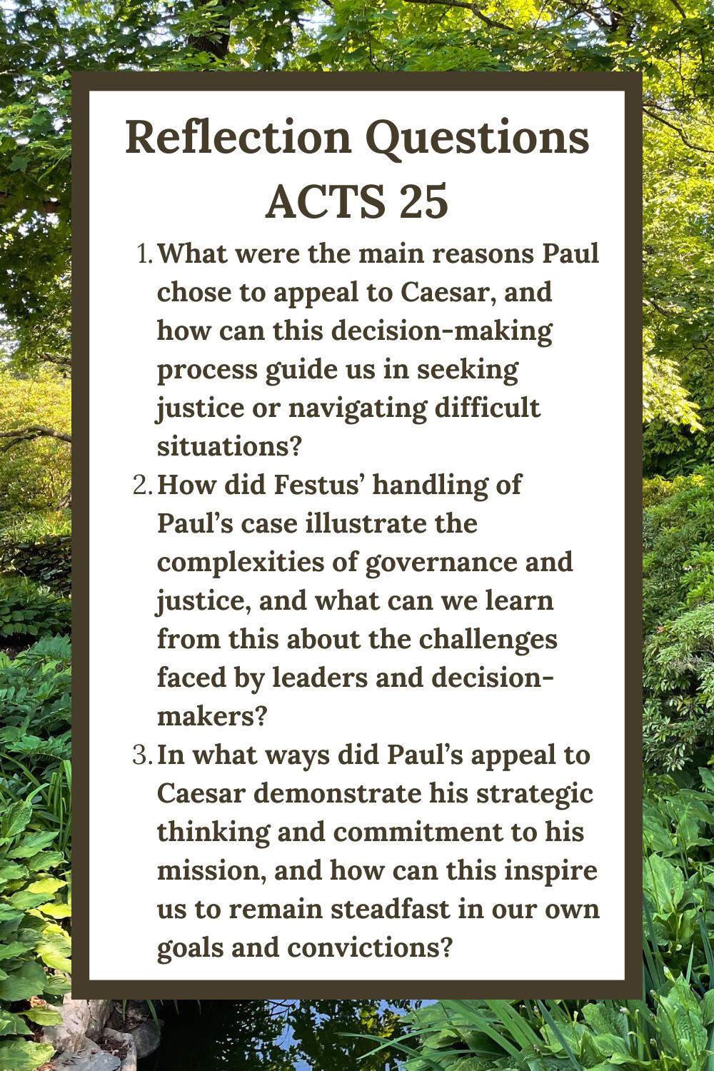 Reflection Questions for Acts 25