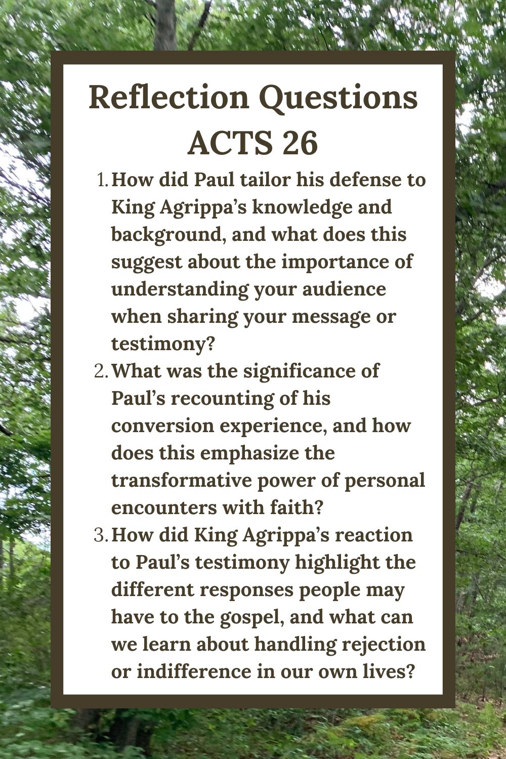 Reflection Questions for Acts 26
