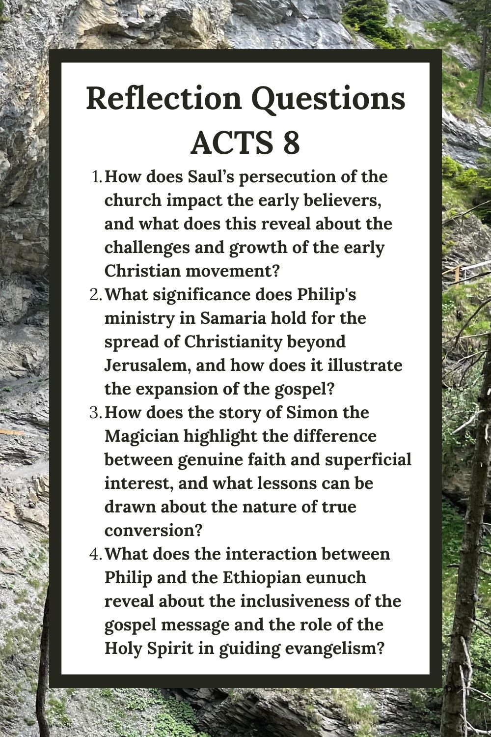 Reflection Questions for Acts 8