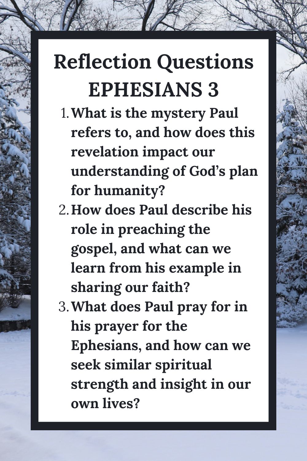 Reflection Questions for Ephesians 3
