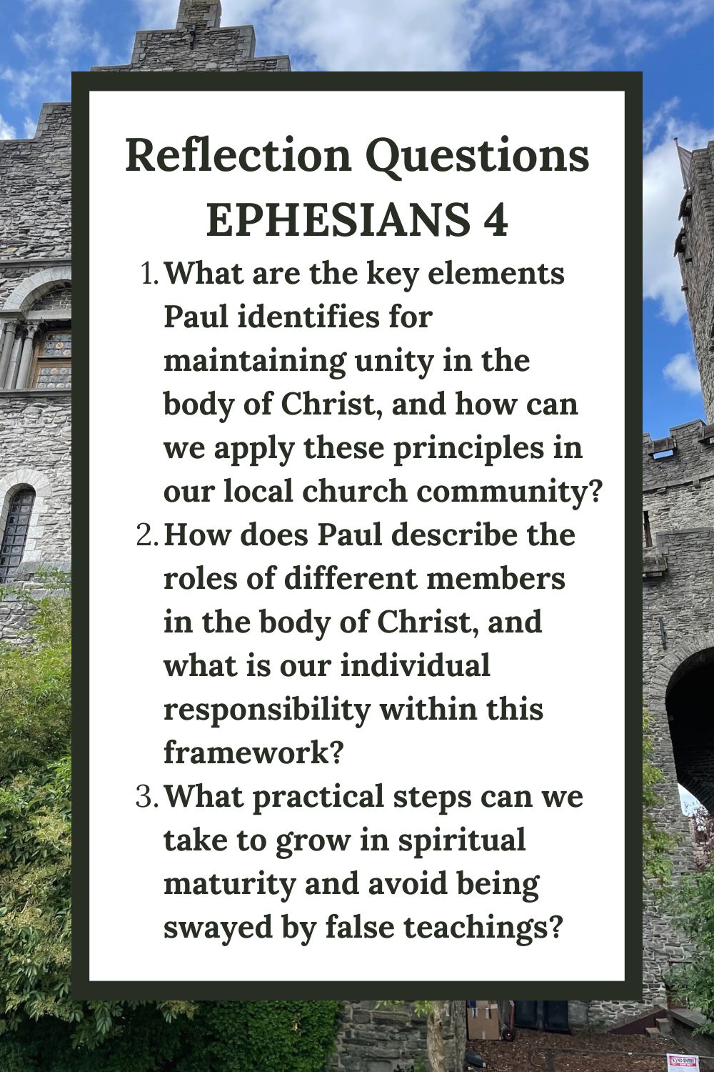 Reflection Questions for Ephesians 4