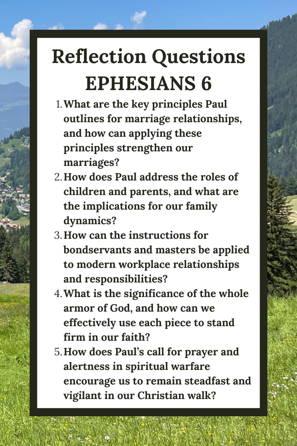 Reflection Questions for Ephesians 6