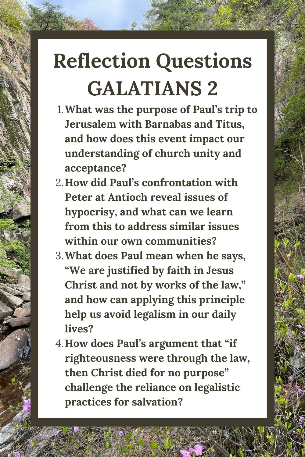 Reflection Questions for Galatians 2