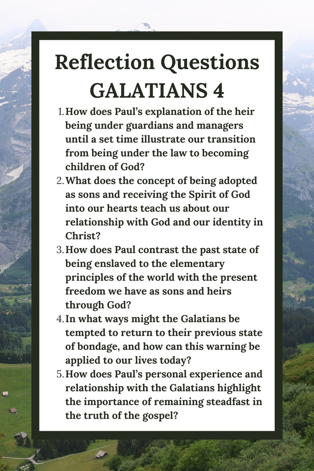 Reflection Questions for Galatians 4