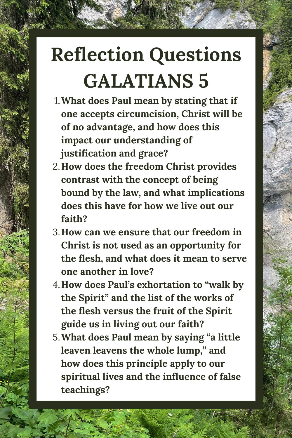 Reflection Questions for Galatians 5