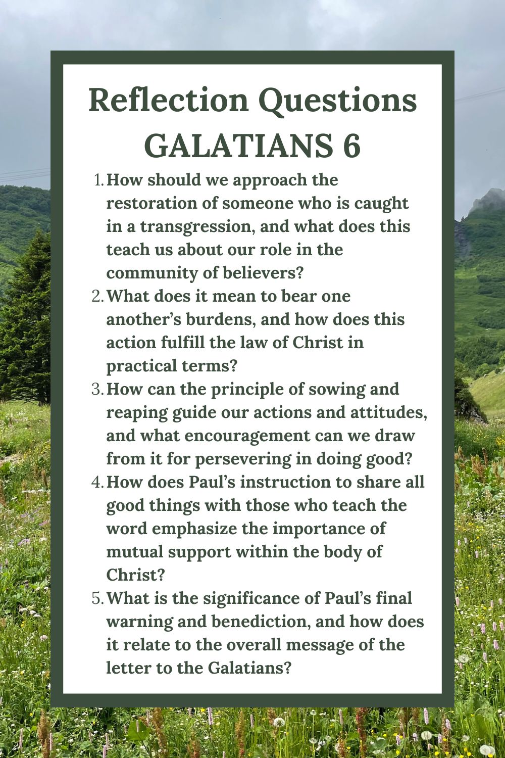 Reflection Questions for Galatians 6