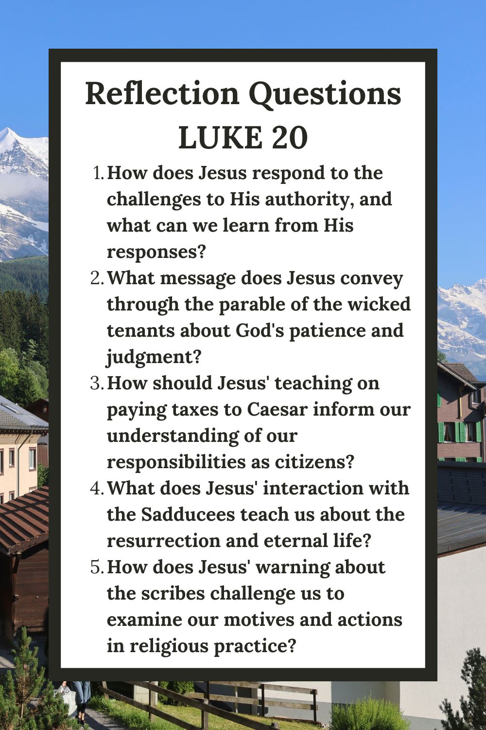 Reflection Questions for Luke 20