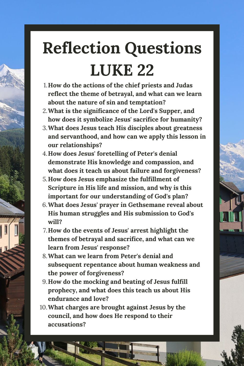 Reflection Questions for Luke 22