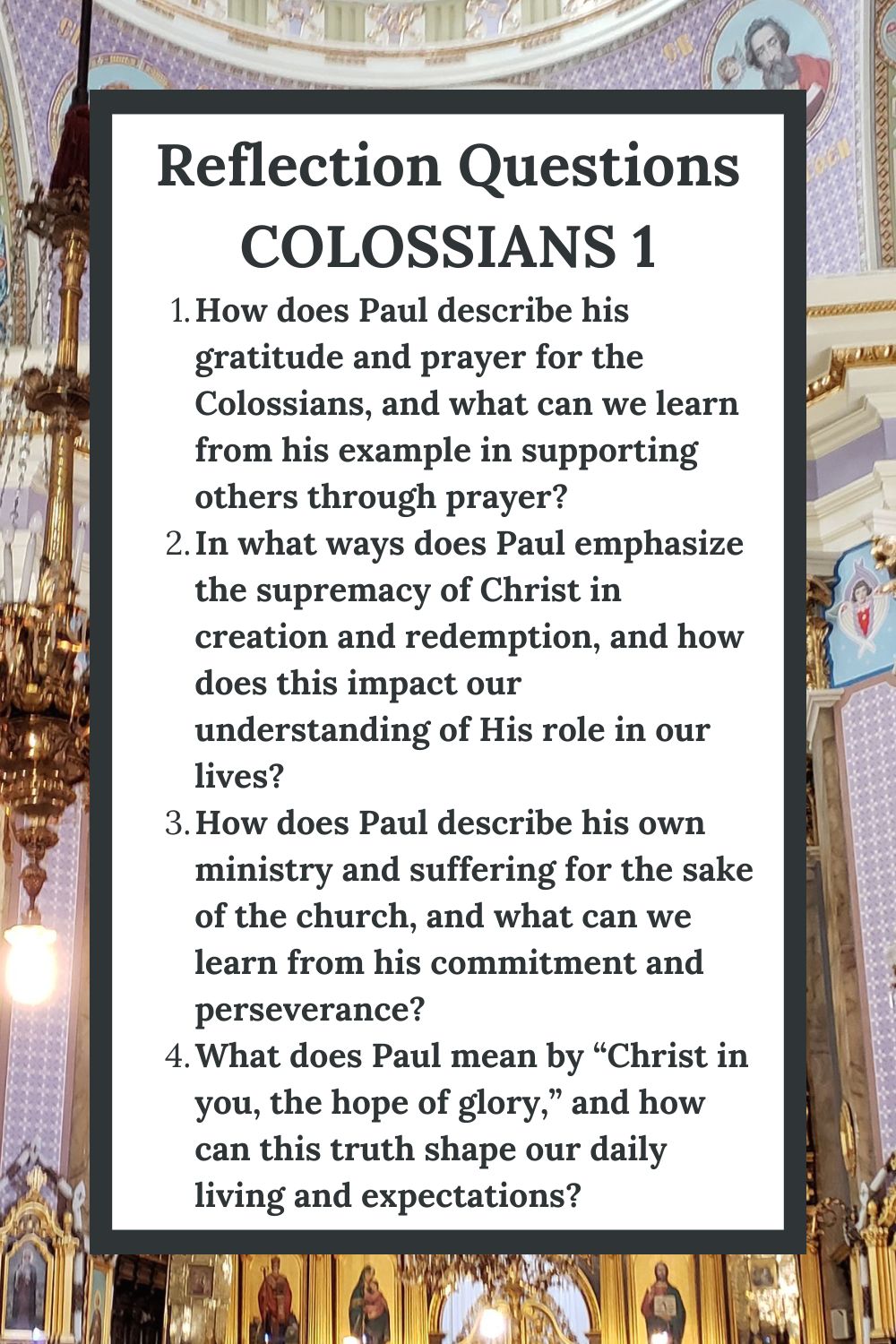 Reflection Questions for Colossians 1