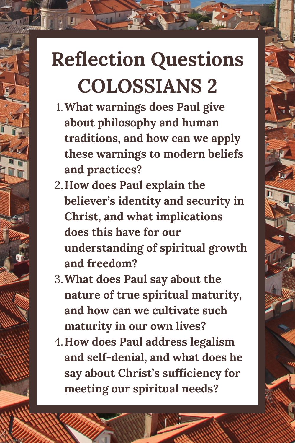 Reflection Questions for Colossians 2