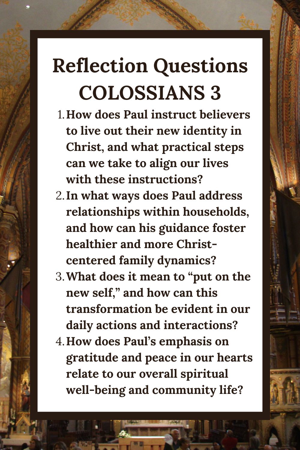 Reflection Questions for Colossians 3