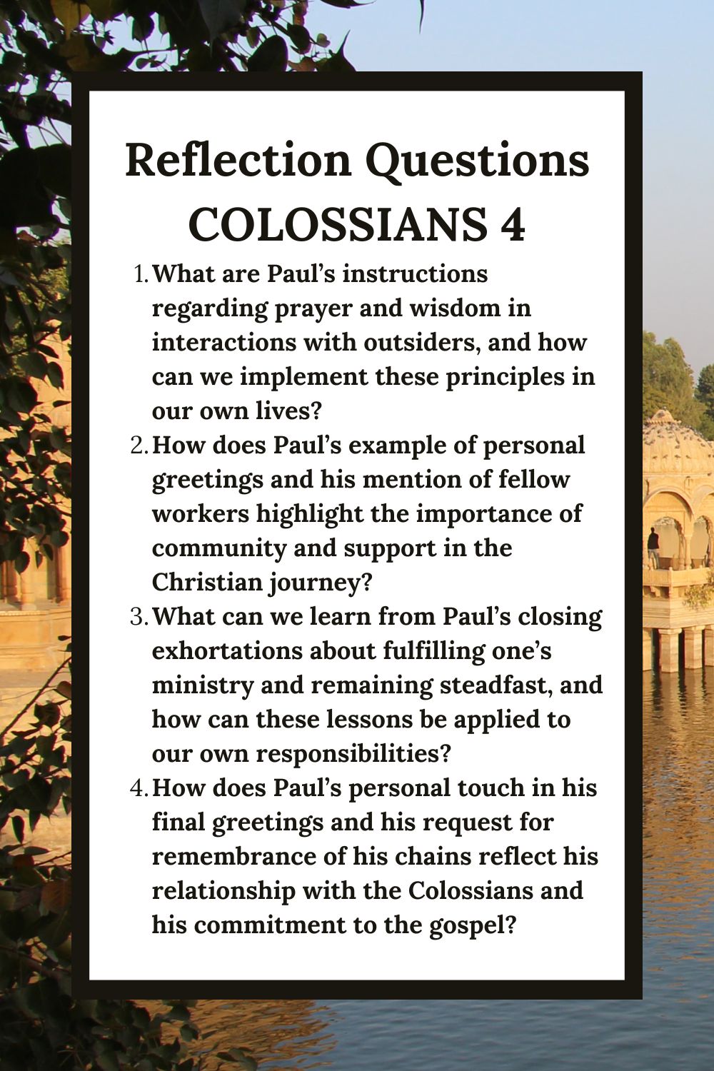 Reflection Questions for Colossians 4