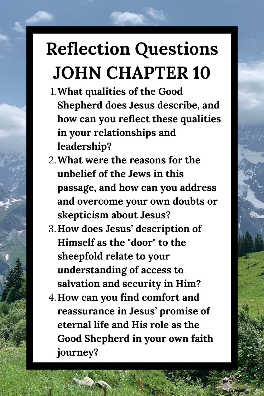 Reflection Questions for John Chapter 10