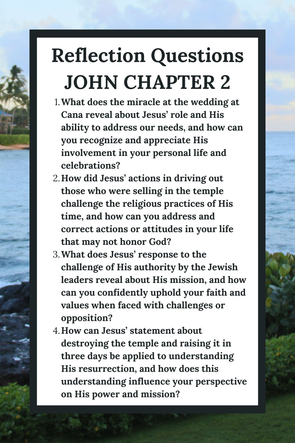 Reflection Questions for John 2