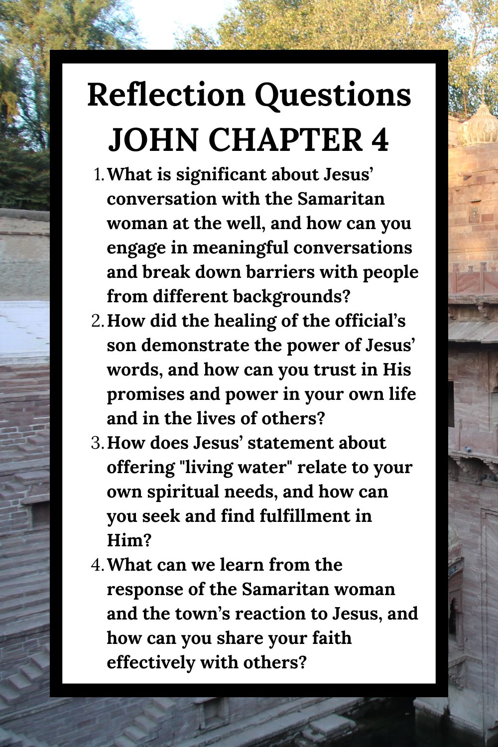 Reflection Questions for John Chapter 4