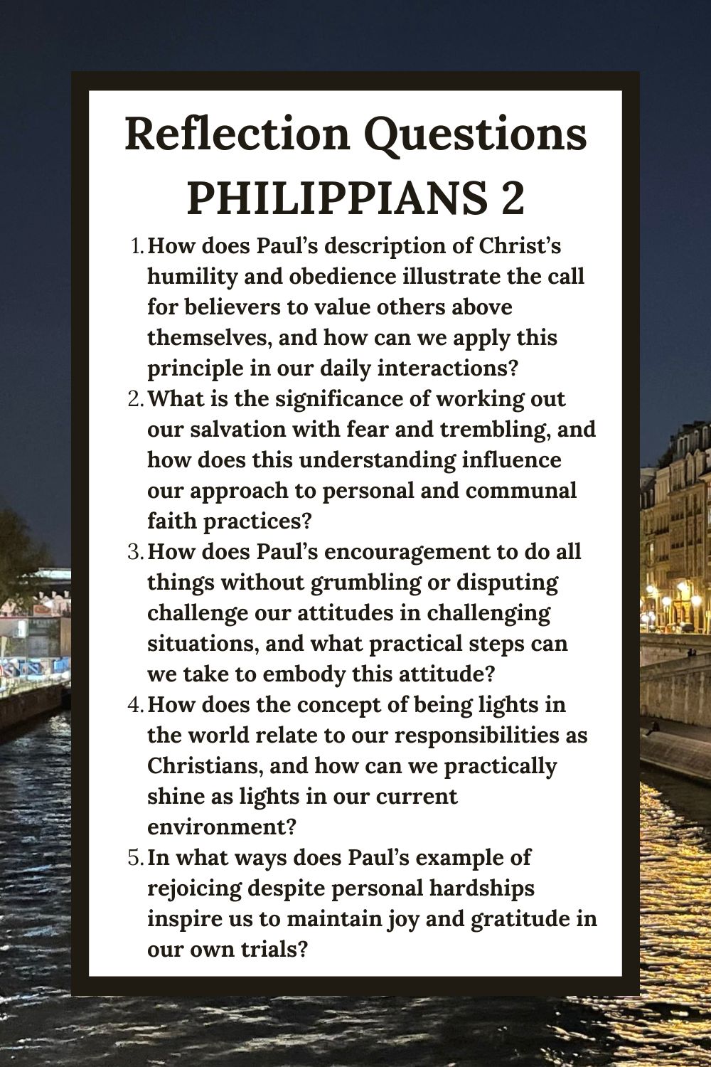 Reflection Questions for Philippians 2
