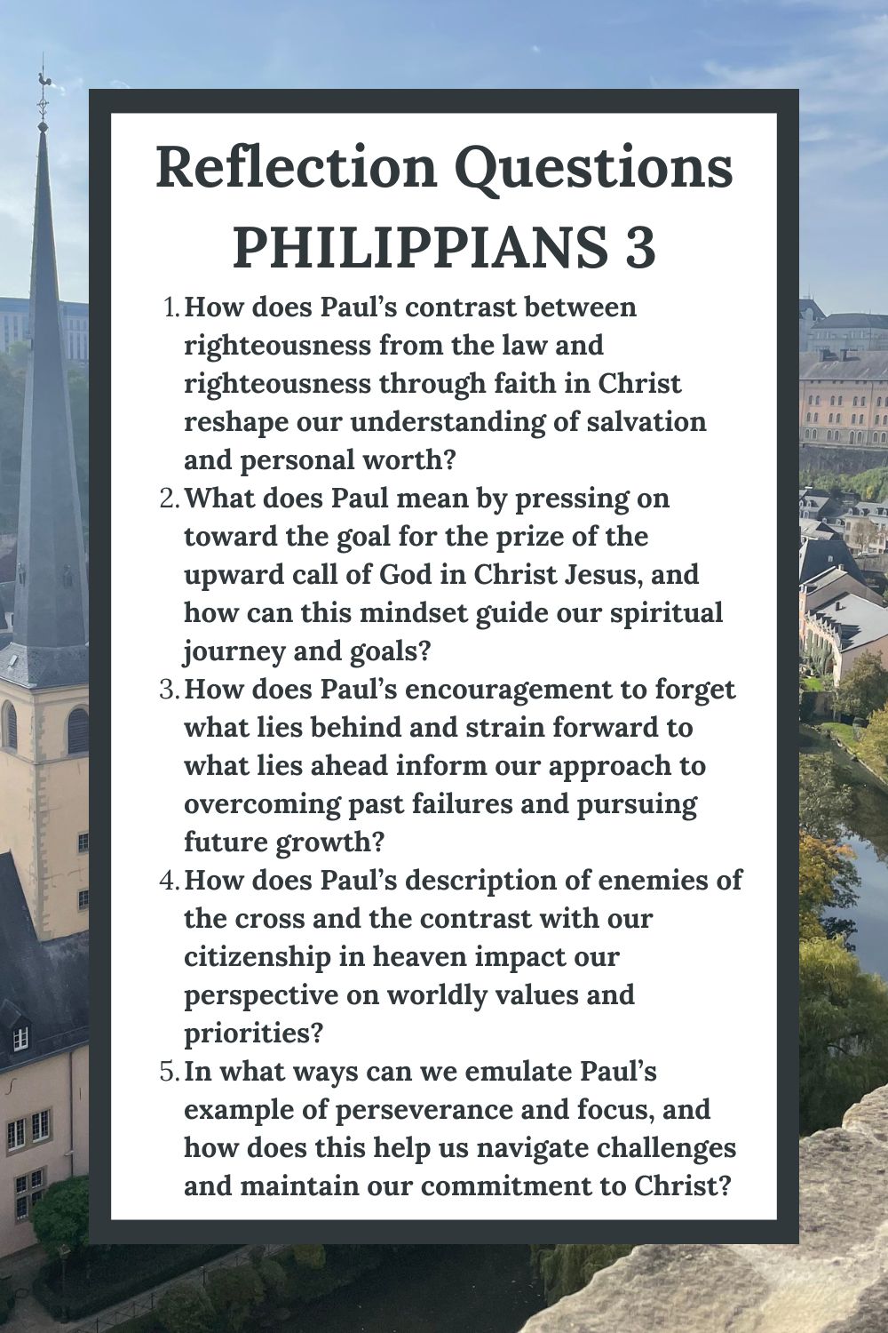 Reflection Questions for Philippians 3