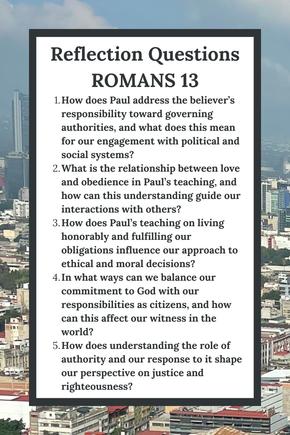 Reflection Questions for Romans 13