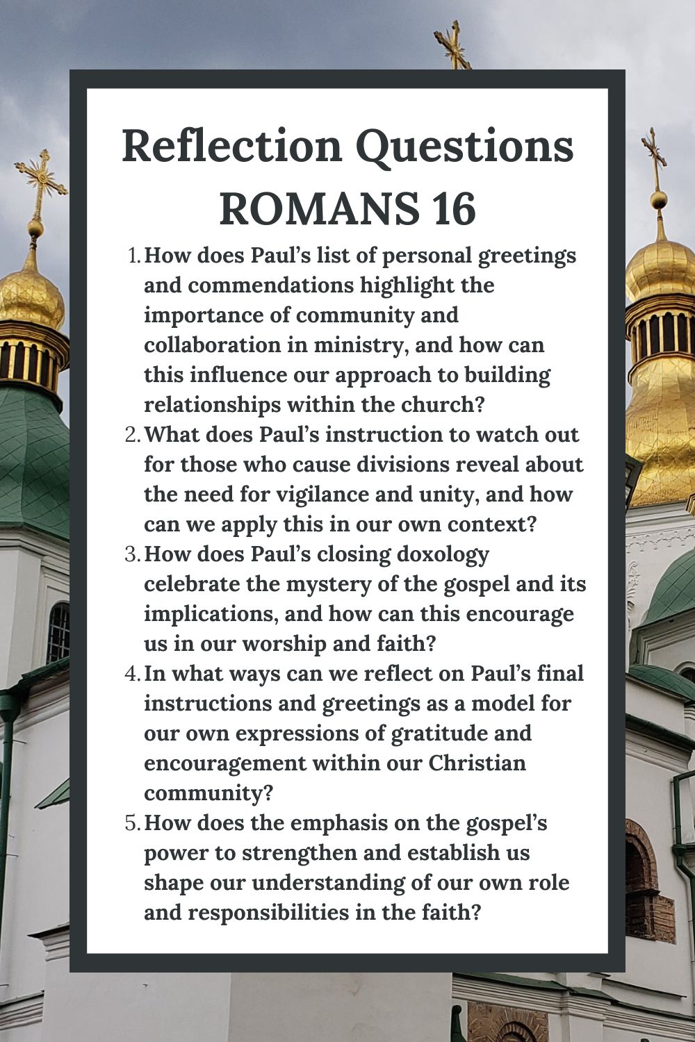 Reflection Questions for Romans 16