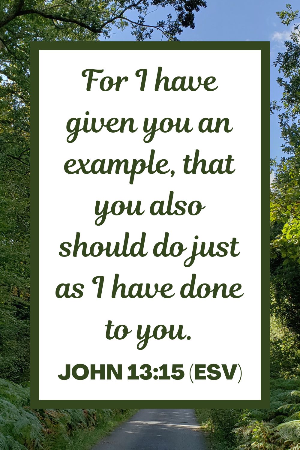 For I have given you an example, that you also should do just as I have done to you. - John 13:15 (ESV)