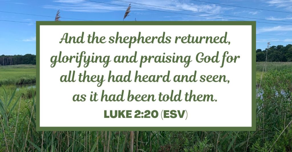 And the shepherds returned, glorifying and praising God for all they had heard and seen, as it had been told them. - Luke 2:20 (ESV)