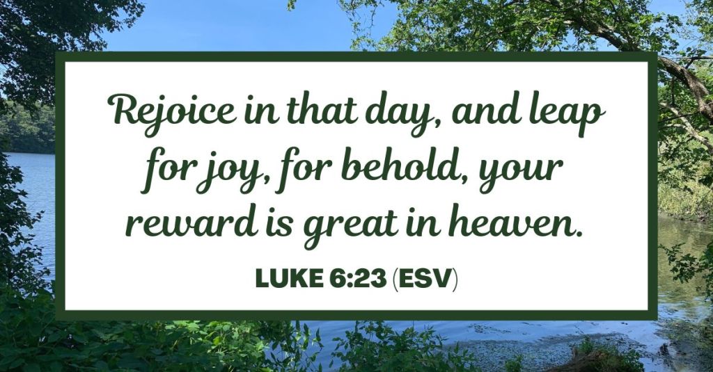 Rejoice in that day, and leap for joy, for behold, your reward is great in heaven. - Luke 6:23 (ESV)