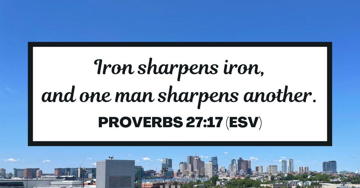 Proverbs 27:17 (ESV): "Iron sharpens iron, and one man sharpens another."