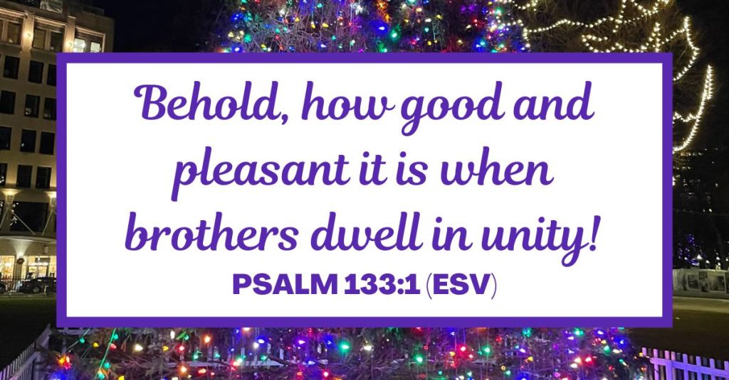 Behold, how good and pleasant it is when brothers dwell in unity! - Psalm 133:1 (ESV)