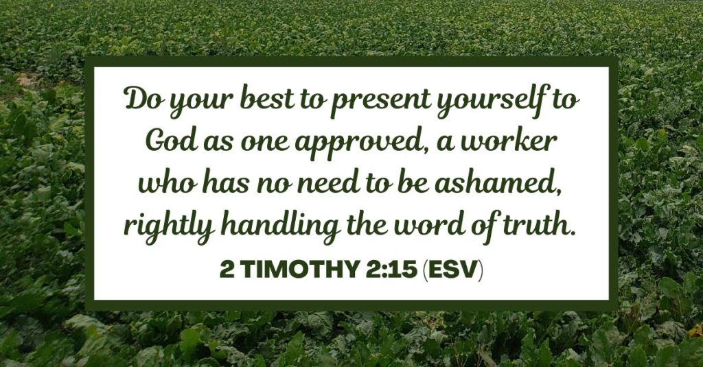 Do your best to present yourself to God as one approved, a worker who has no need to be ashamed, rightly handling the word of truth. - 2 Timothy 2:15 (ESV)