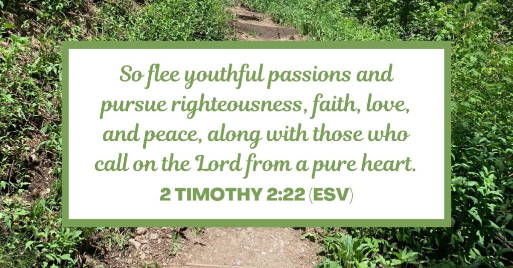 So flee youthful passions and pursue righteousness, faith, love, and peace, along with those who call on the Lord from a pure heart. - 2 Timothy 2:22 (ESV)