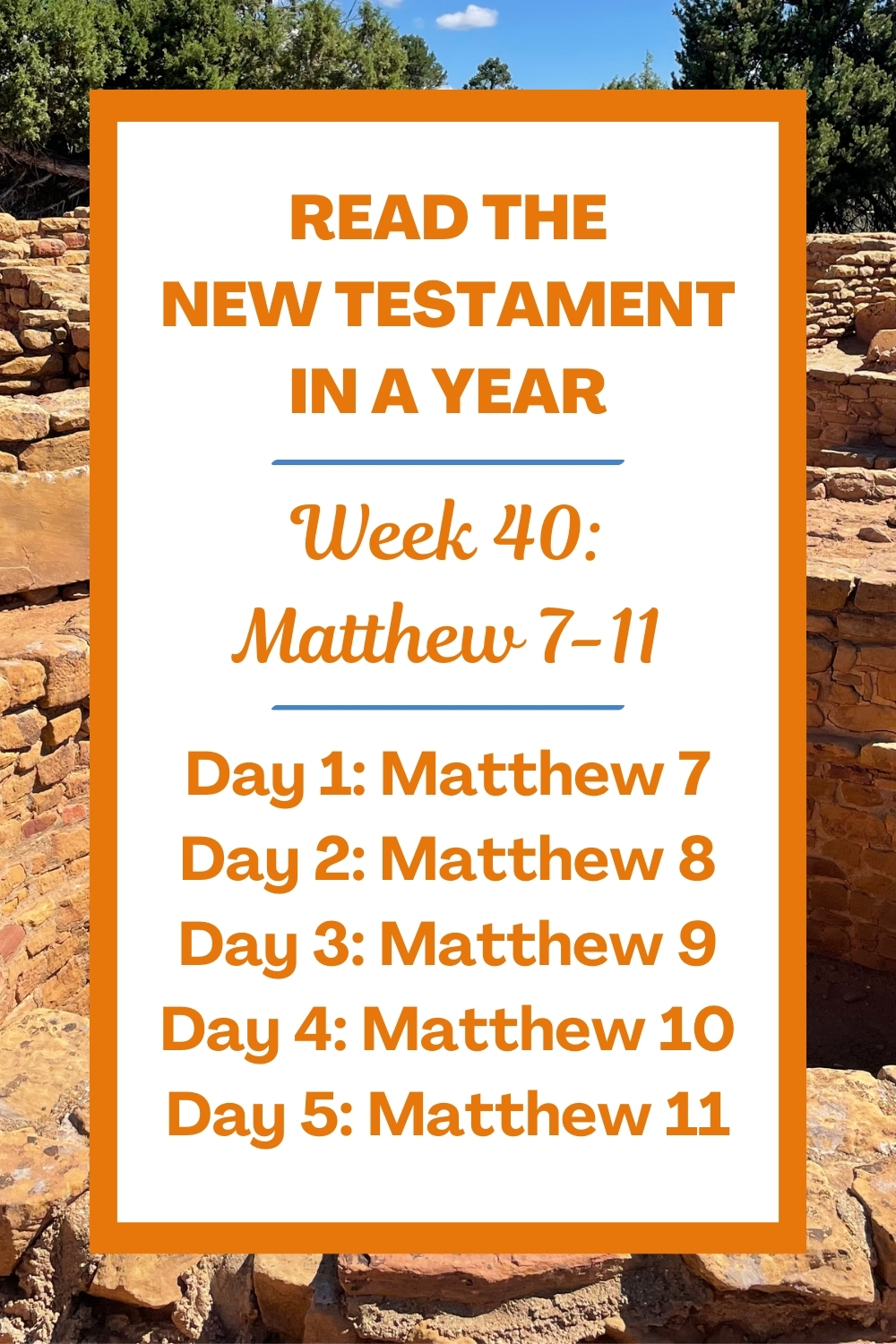 Read the New Testament in a Year: Week 40 - Matthew 7-11
