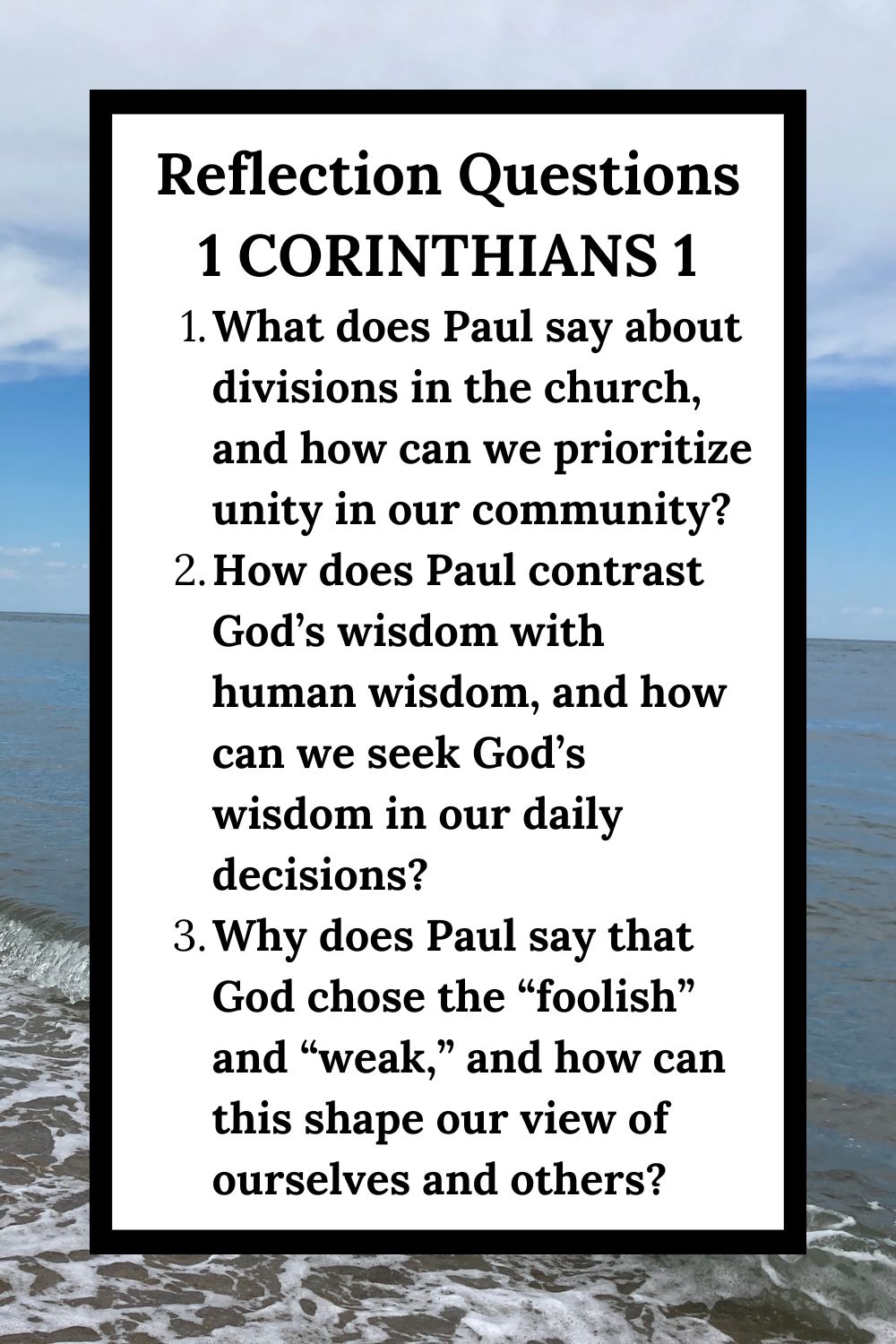 Reflection Questions for 1 Corinthians 1