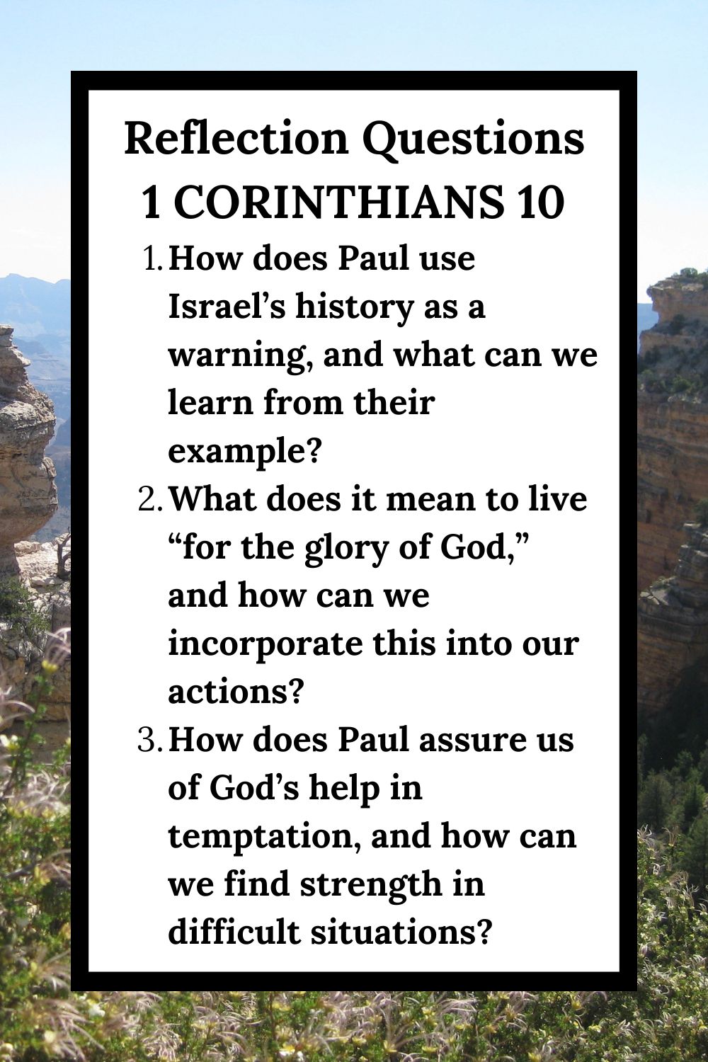 Reflection Questions for 1 Corinthians 10