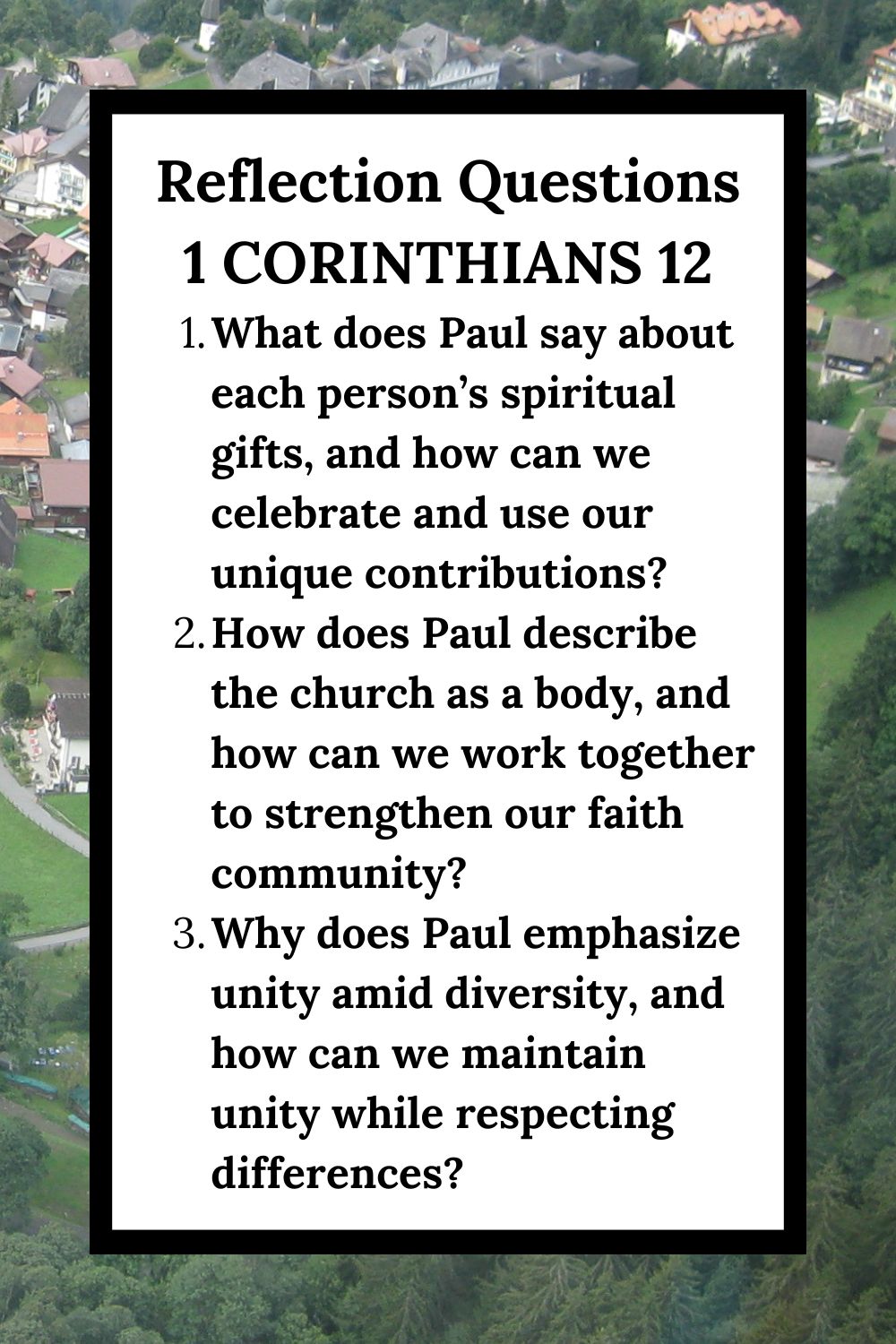 Reflection Questions for 1 Corinthians 12