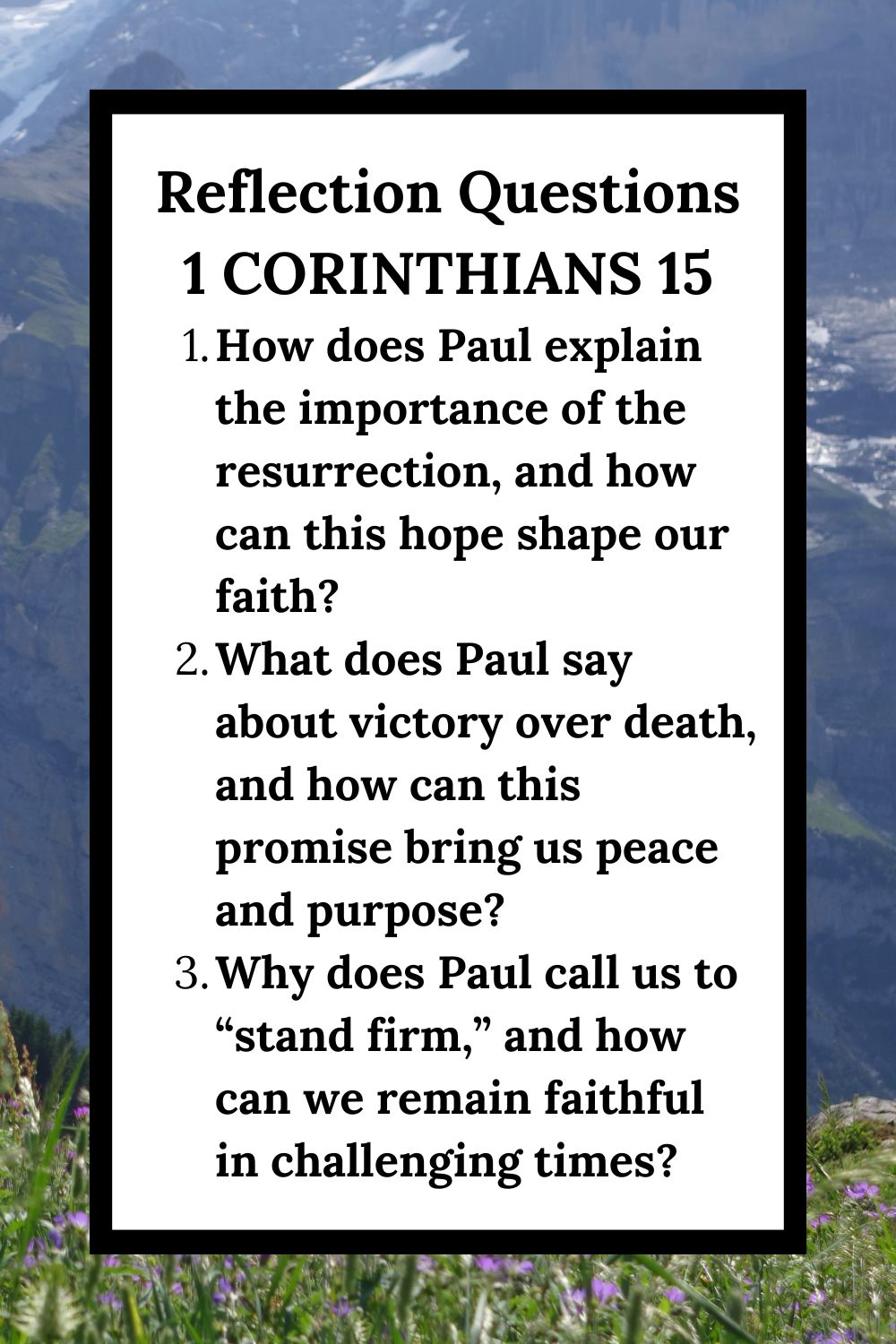 Reflection Questions for 1 Corinthians 15