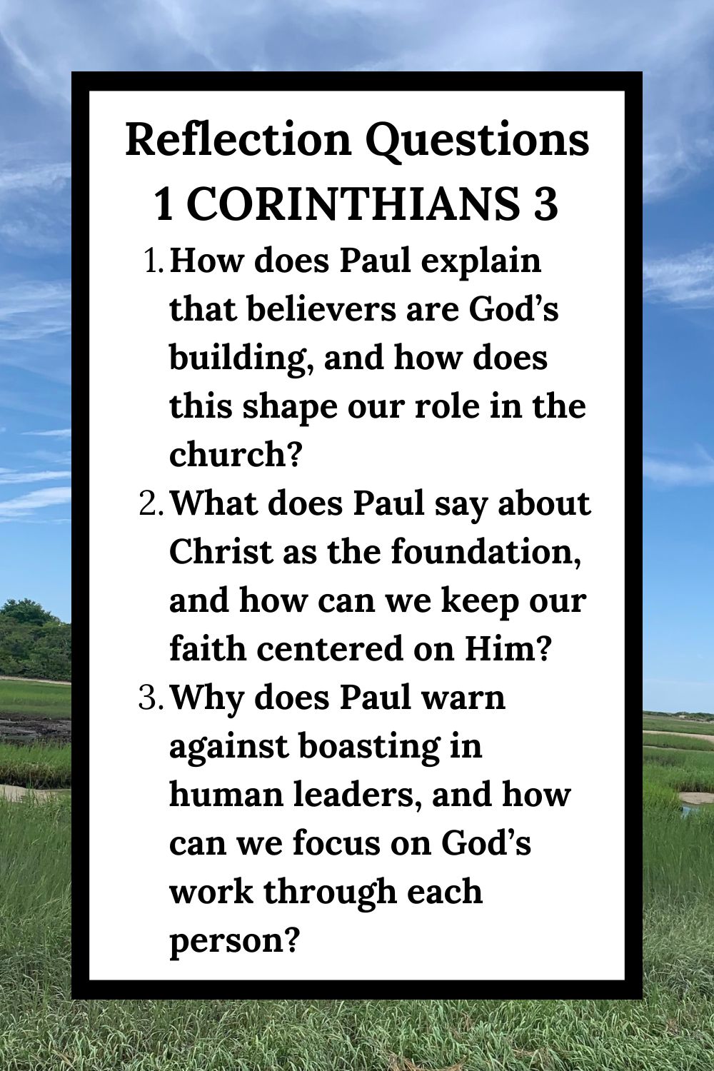 Reflection Questions for 1 Corinthians 3